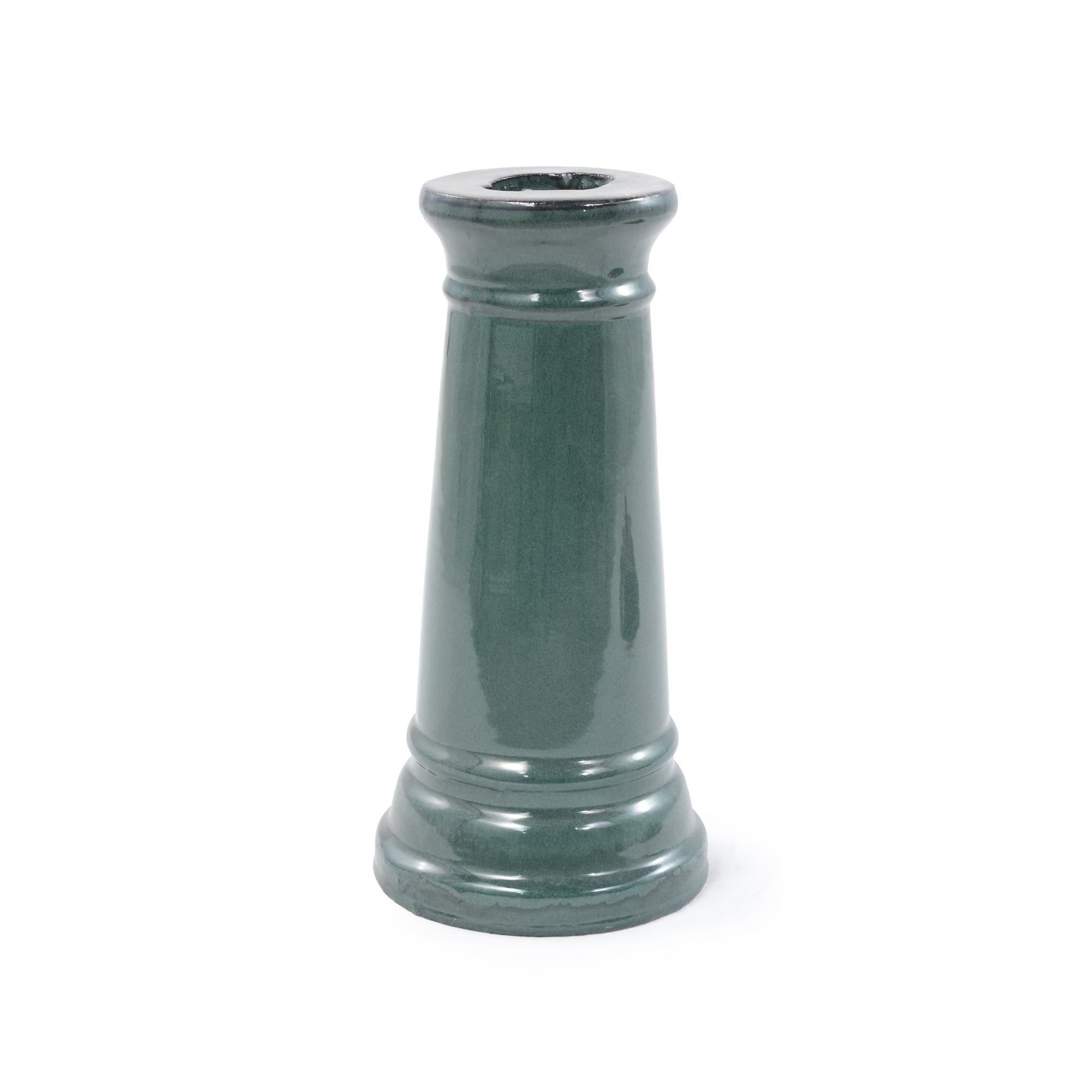 Ceramic Pedestal Bird Bath for Outdoor Garden, 12.2 Inch Diameter Vintage Forest Green Birdbath, Tall Backyard Patio Wild Bird Water Feeder Yard Decor