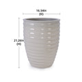 Handmade White Ceramic Planter, 17" Diameter, 1 Piece, Horizontal Ripple & Ice-Crack Pattern, for Monstera and Fiddle Leaf Fig, Indoor & Outdoor Doorway Use, Breathable Clay