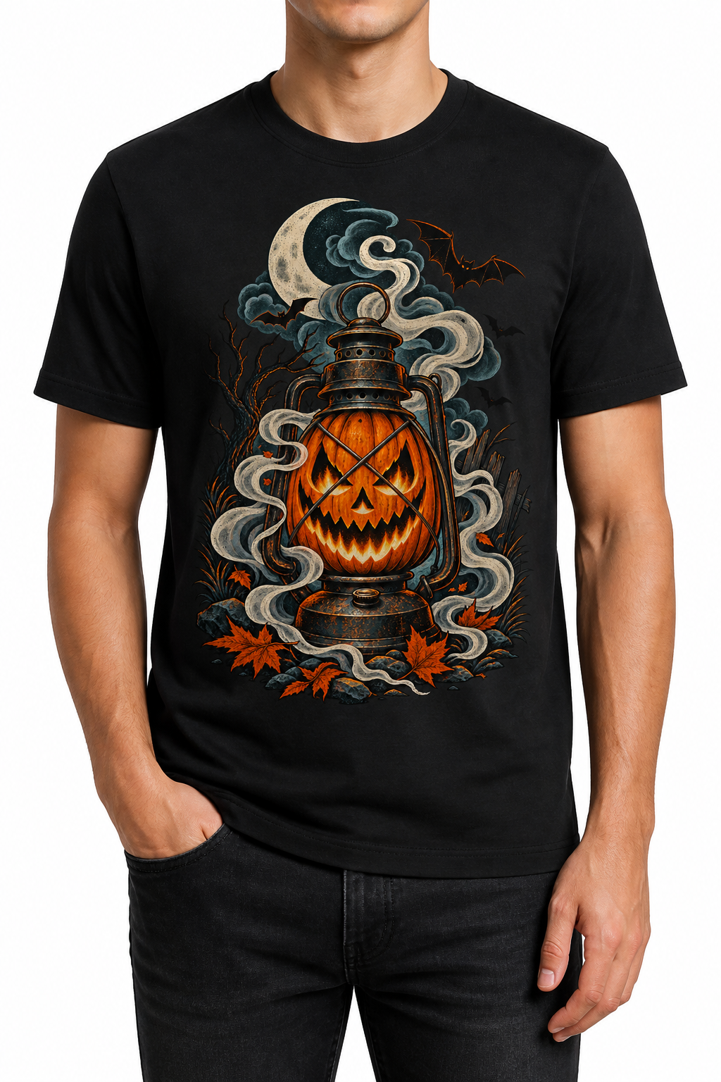 LUVEKON Halloween MEN-01 T-shirt — white-background close front model view
