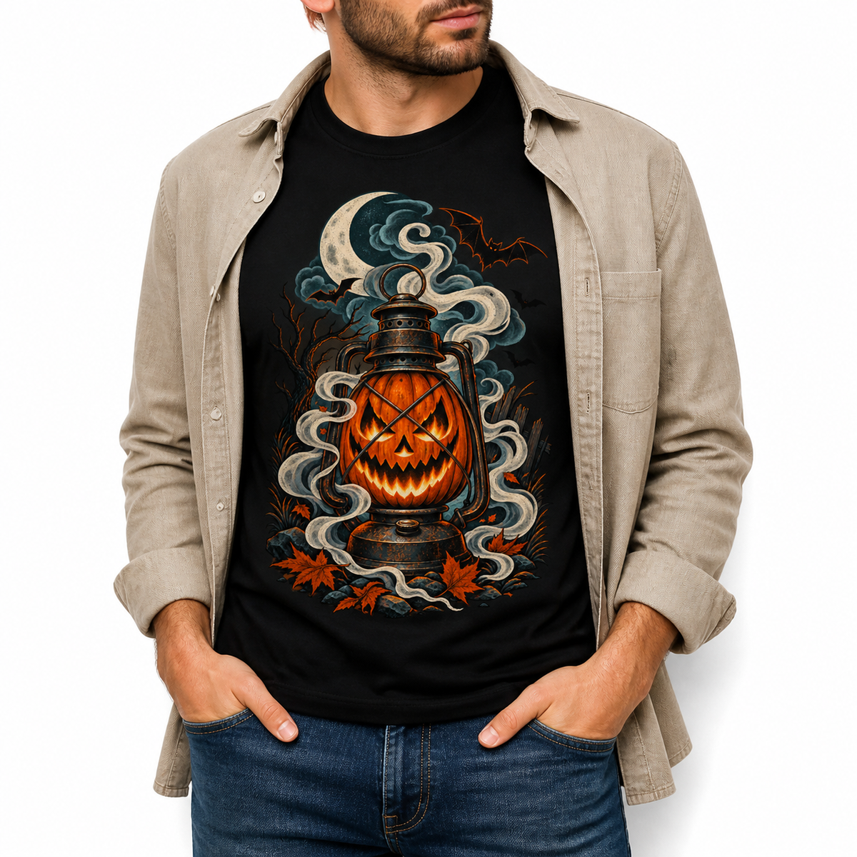 LUVEKON Halloween MEN-01 T-shirt — white-background coordinated outfit view