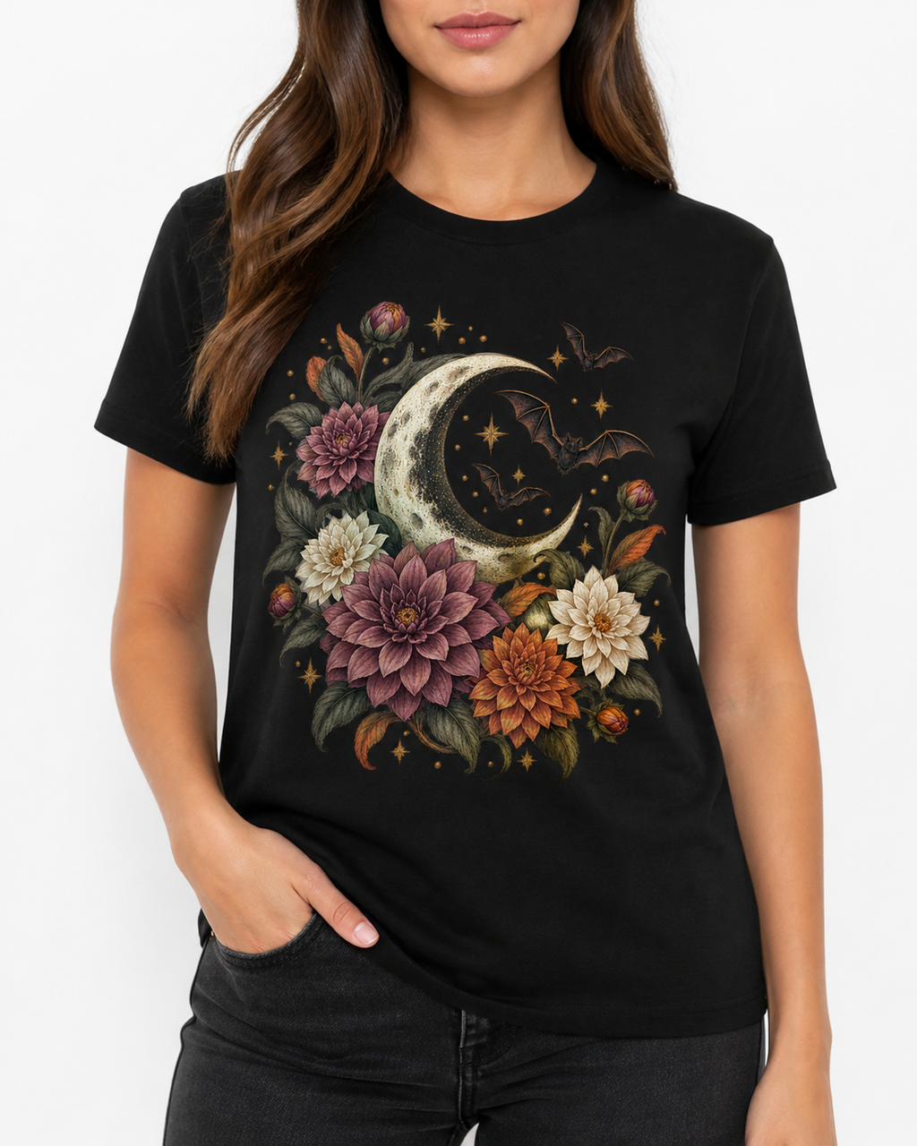 LUVEKON Halloween WOMEN-01 T-shirt — white-background close front model view