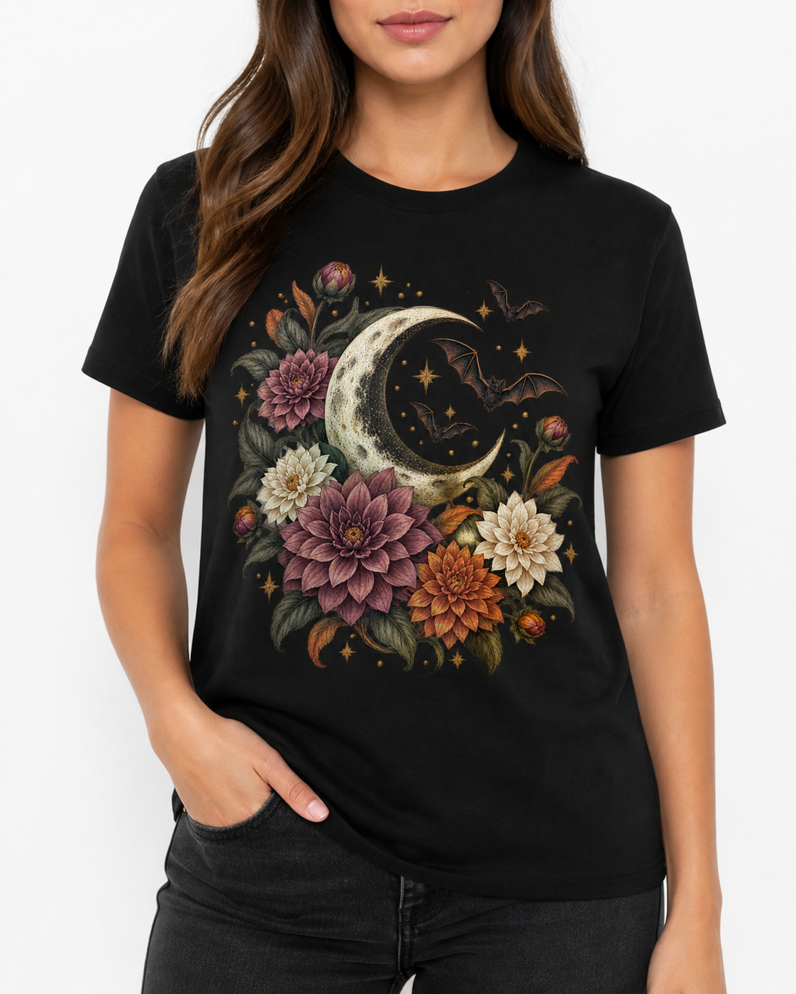 LUVEKON Halloween WOMEN-01 T-shirt — white-background close front model view
