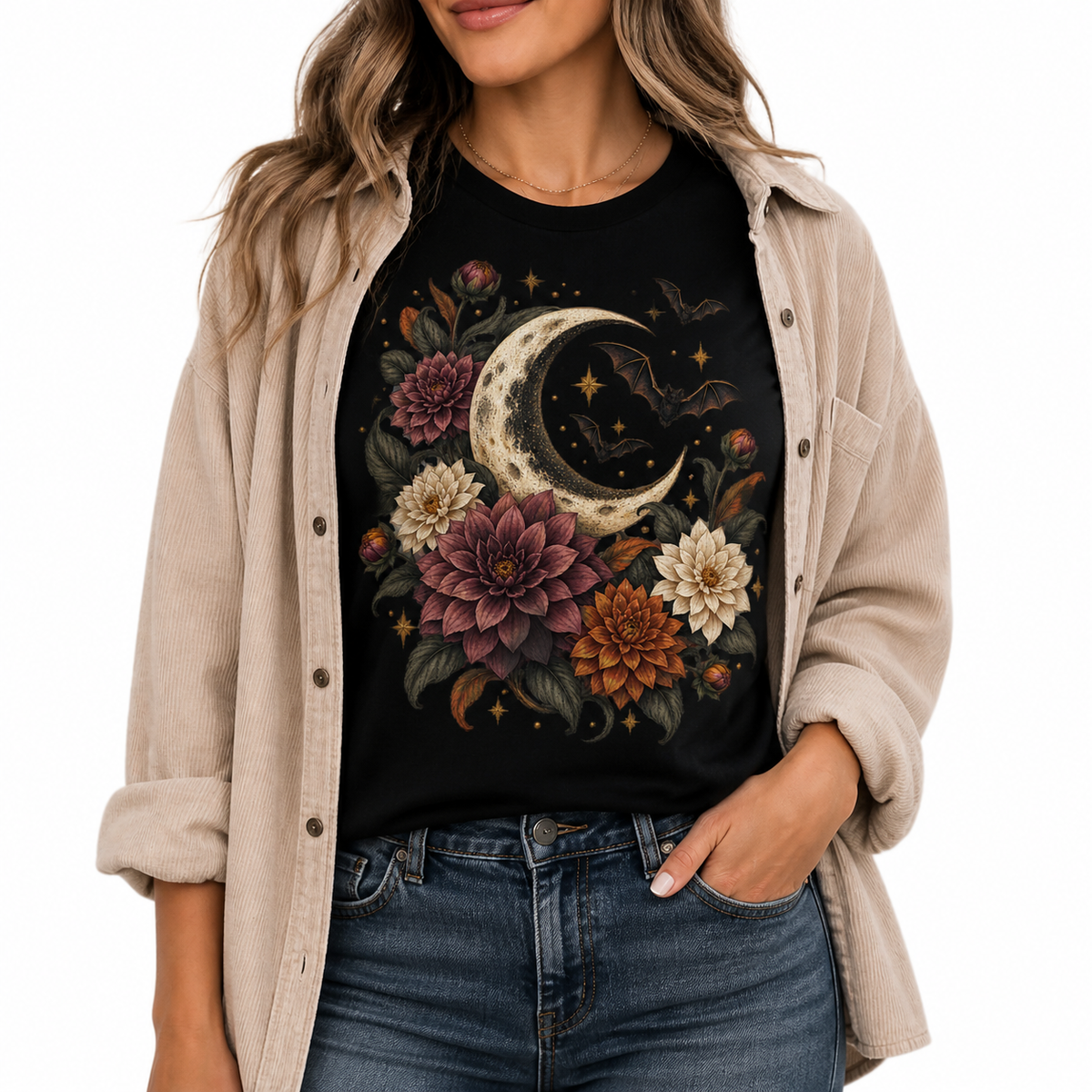 LUVEKON Halloween WOMEN-01 T-shirt — white-background coordinated outfit view