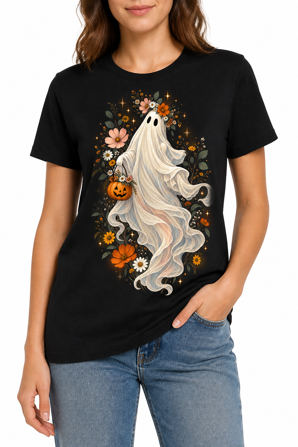 LUVEKON Halloween WOMEN-02 T-shirt — white-background close front model view