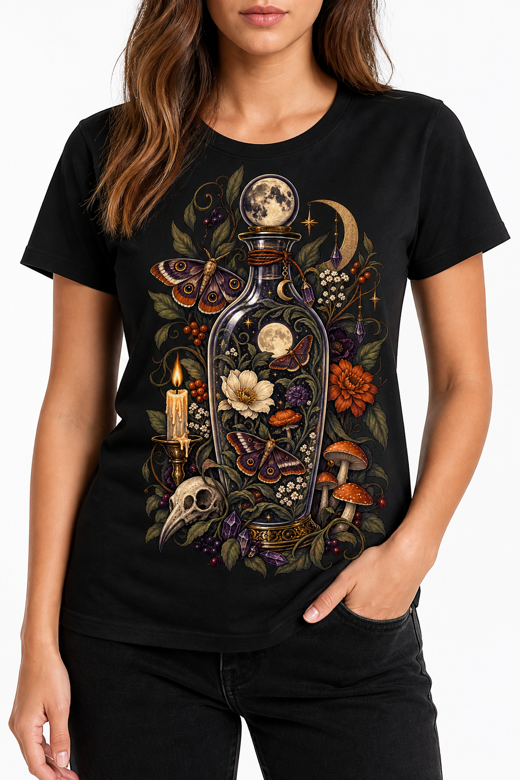 LUVEKON Halloween WOMEN-03 T-shirt — white-background close front model view
