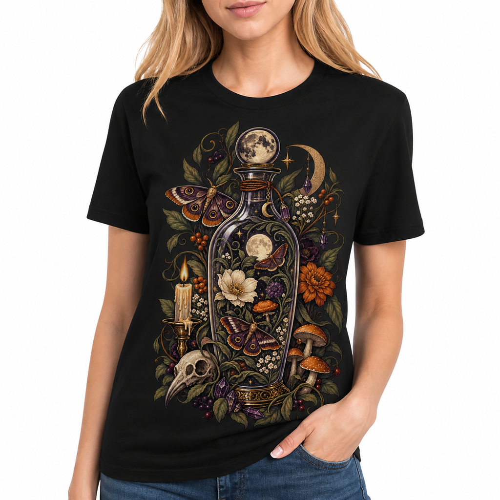 LUVEKON Halloween WOMEN-03 T-shirt — white-background close three-quarter model view