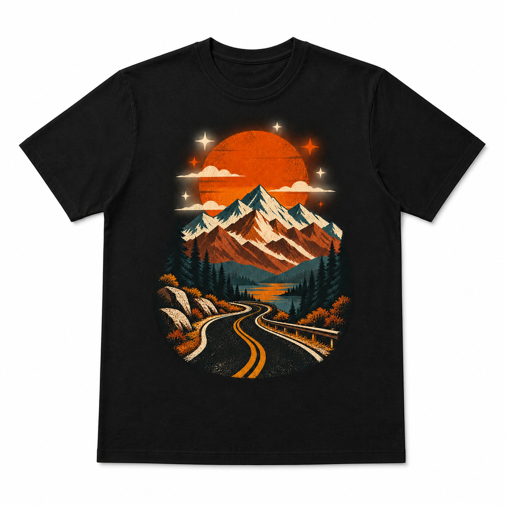 LUVEKON men's black graphic T-shirt — white background flat lay