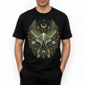 Men's lunar moth garden graphic T-shirt — front model view