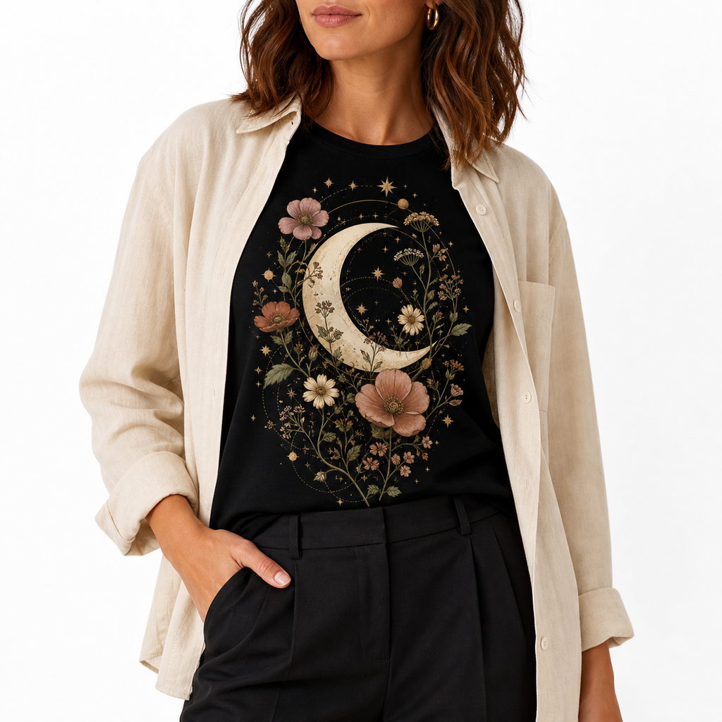 Moonlit Wildflower women's graphic T-shirt — image 3