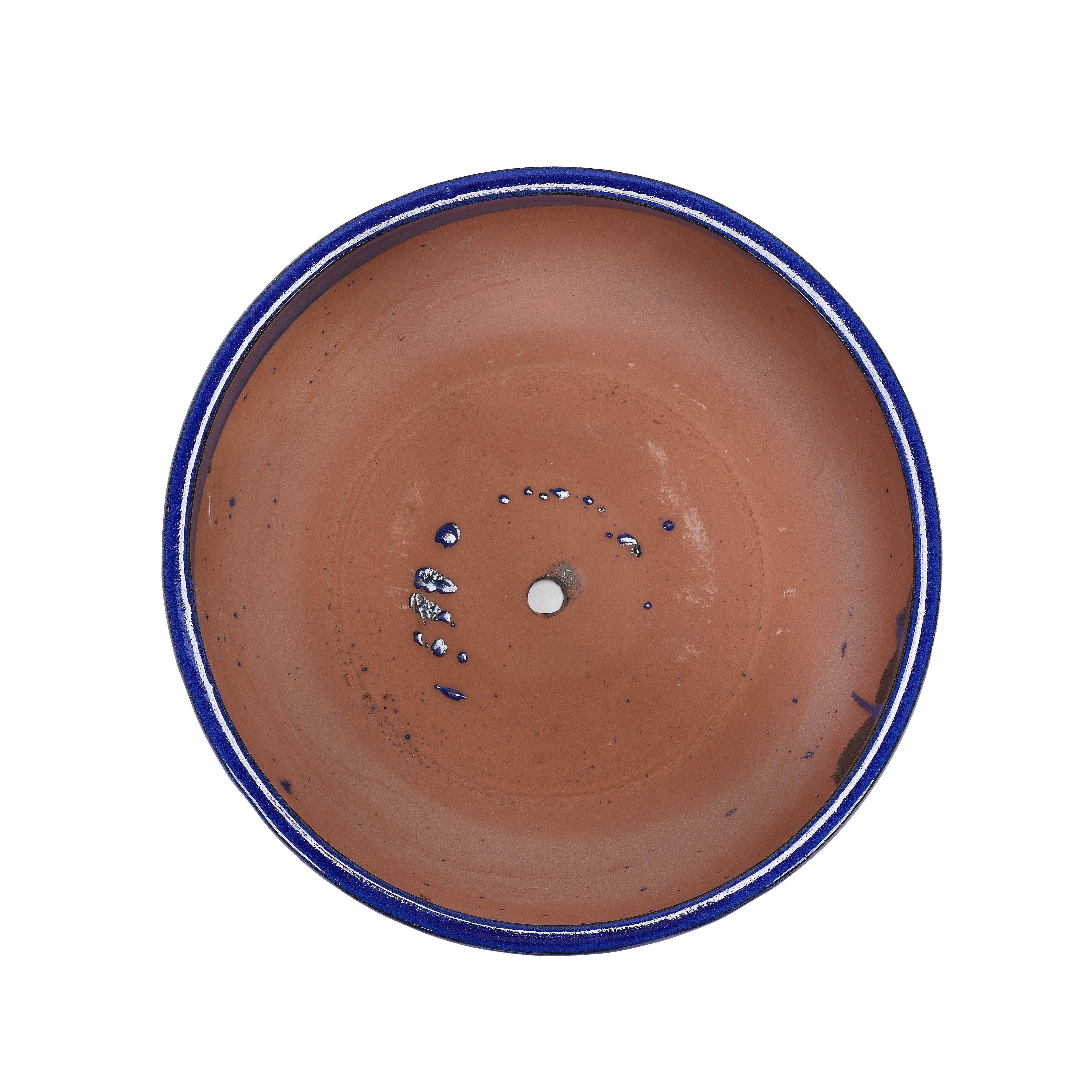 Handmade Ceramic Planter Set of 3, 15"/12"/10" Diameter, Cobalt Blue Hammered Texture, for Succulents & Violets, Indoor/Outdoor Use on Windowsill & Bookshelf, Breathable Clay
