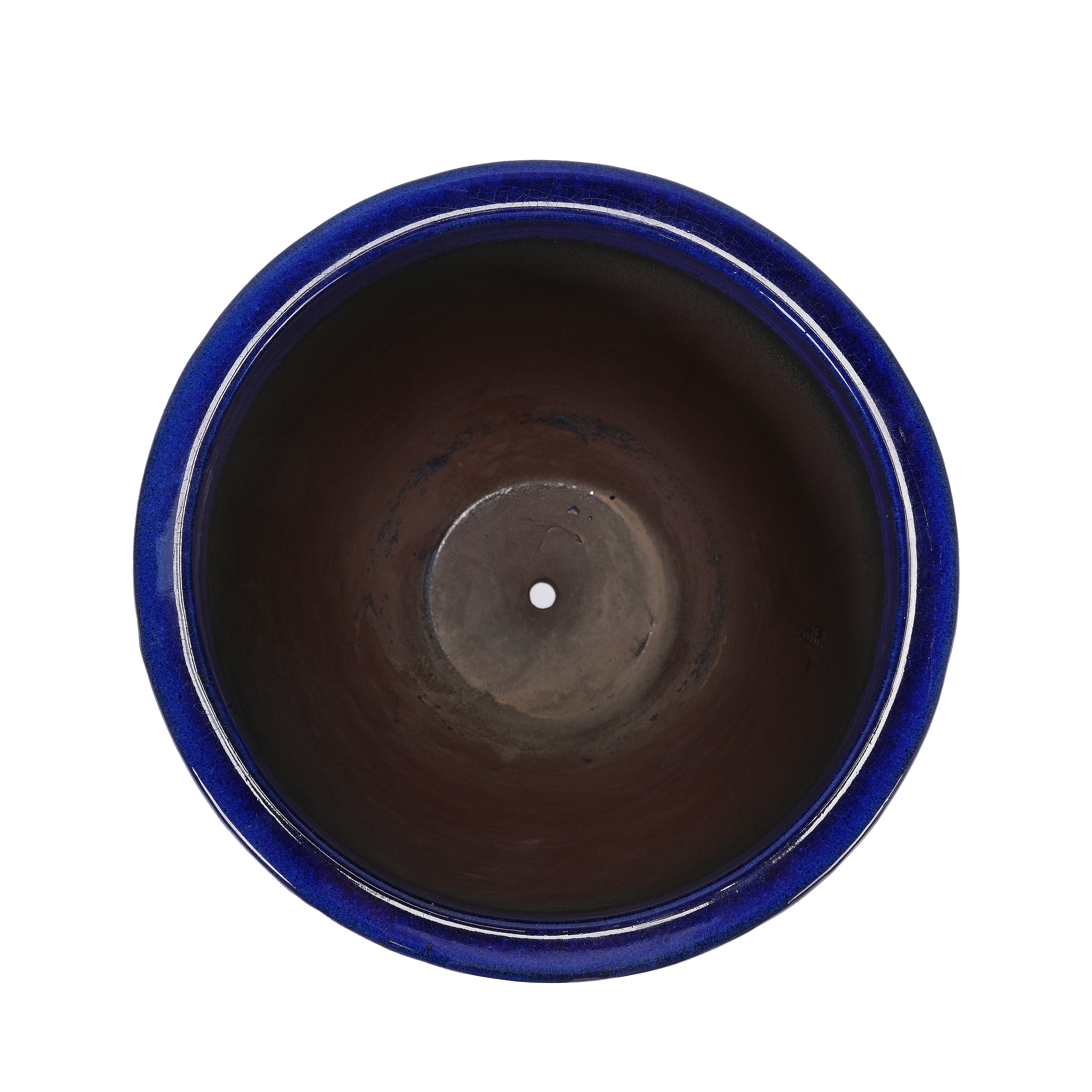 Handmade Ceramic Planter Pot, 17 Inch Diameter, 1 Piece, Sapphire Blue with Diamond Pattern, for Monstera Deliciosa and Fiddle Leaf Fig, Indoor/Outdoor Doorway Use, Breathable Clay
