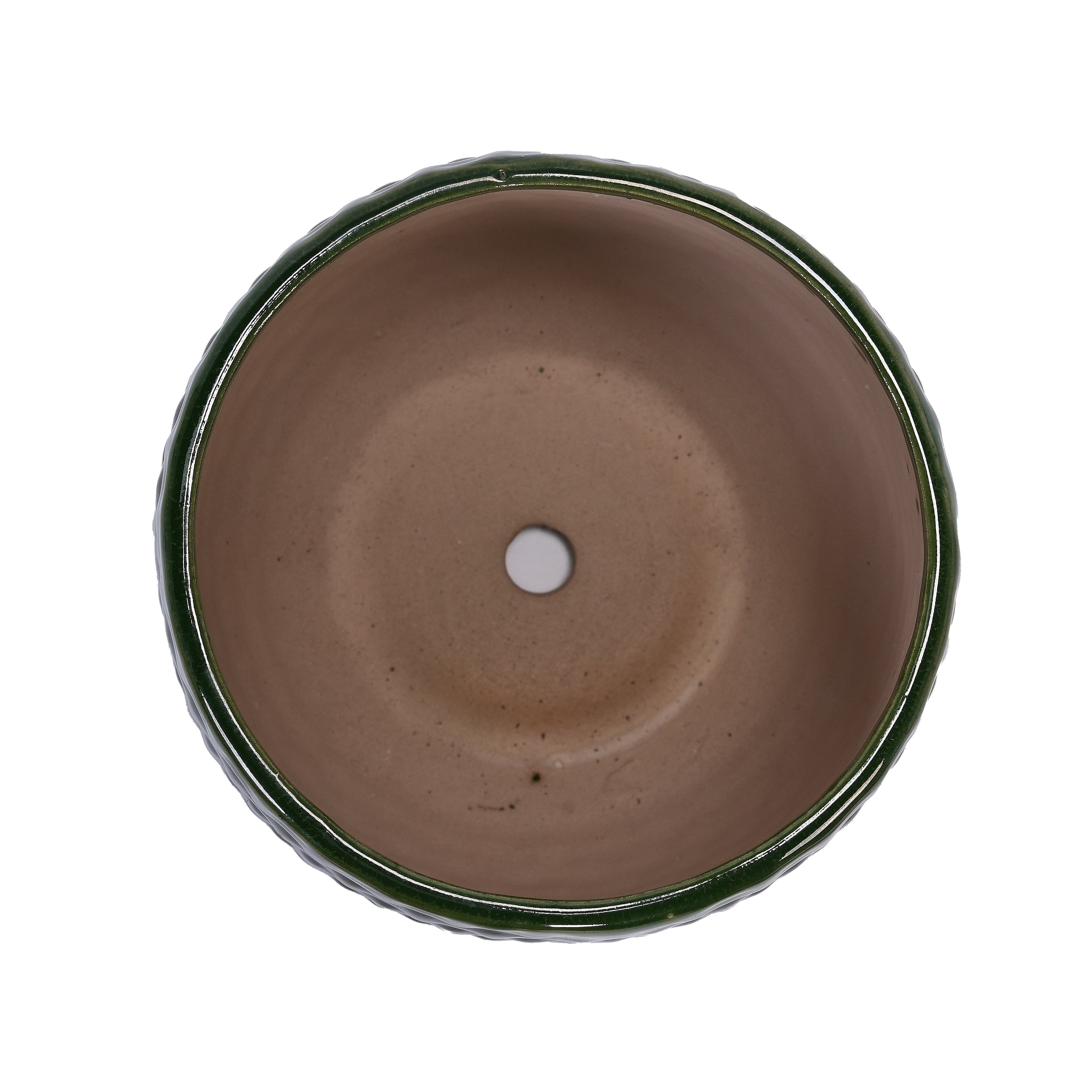 Handmade Glazed Ceramic Planter Set of 3, 9/7/5 Inch Diameter, Dark Green Solid Glossy Finish, for Succulents & Herbs Outdoor Patio & Indoor Staircase Use, Breathable Clay with Drainage Holes