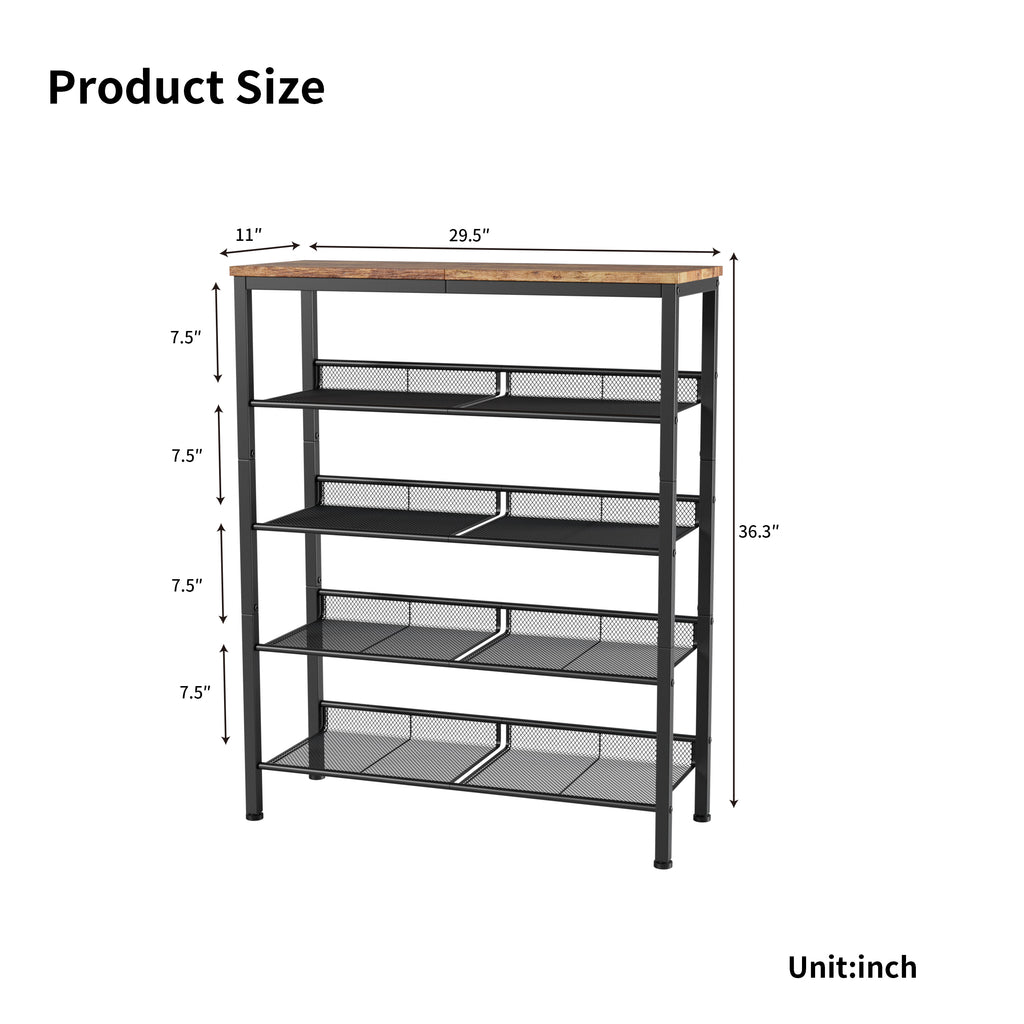 5-Tier Industrial Shoe Rack