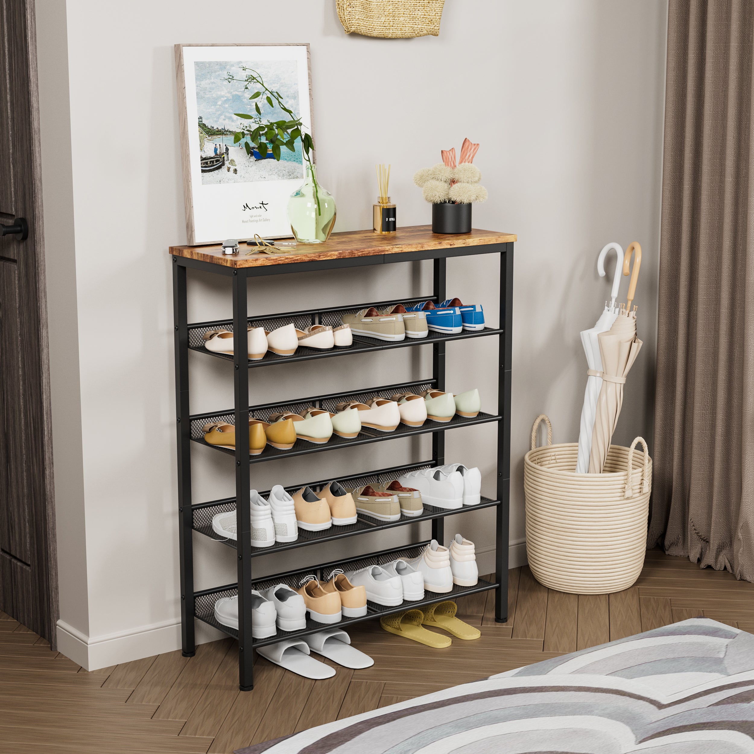 5-Tier Industrial Shoe Rack