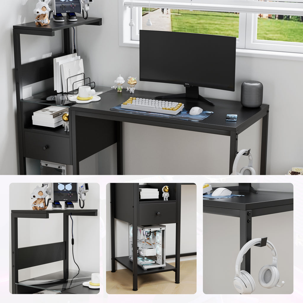 48-Inch Computer Desk with Power, Storage & LED