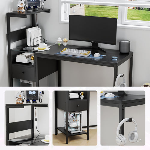 48-Inch Computer Desk with Power, Storage & LED