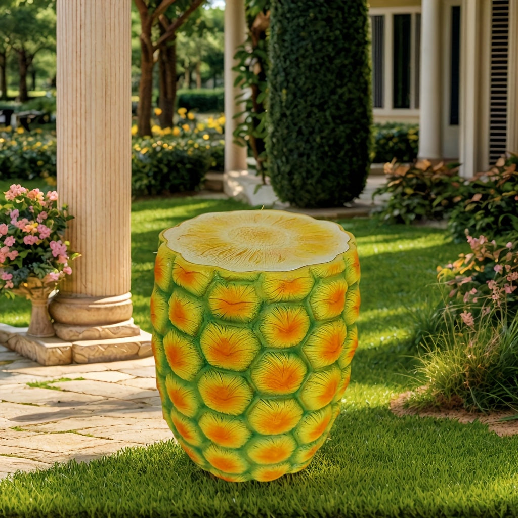14" Oversized Pineapple Shaped Resin Stool, Side Table, Plant Stand – view 4