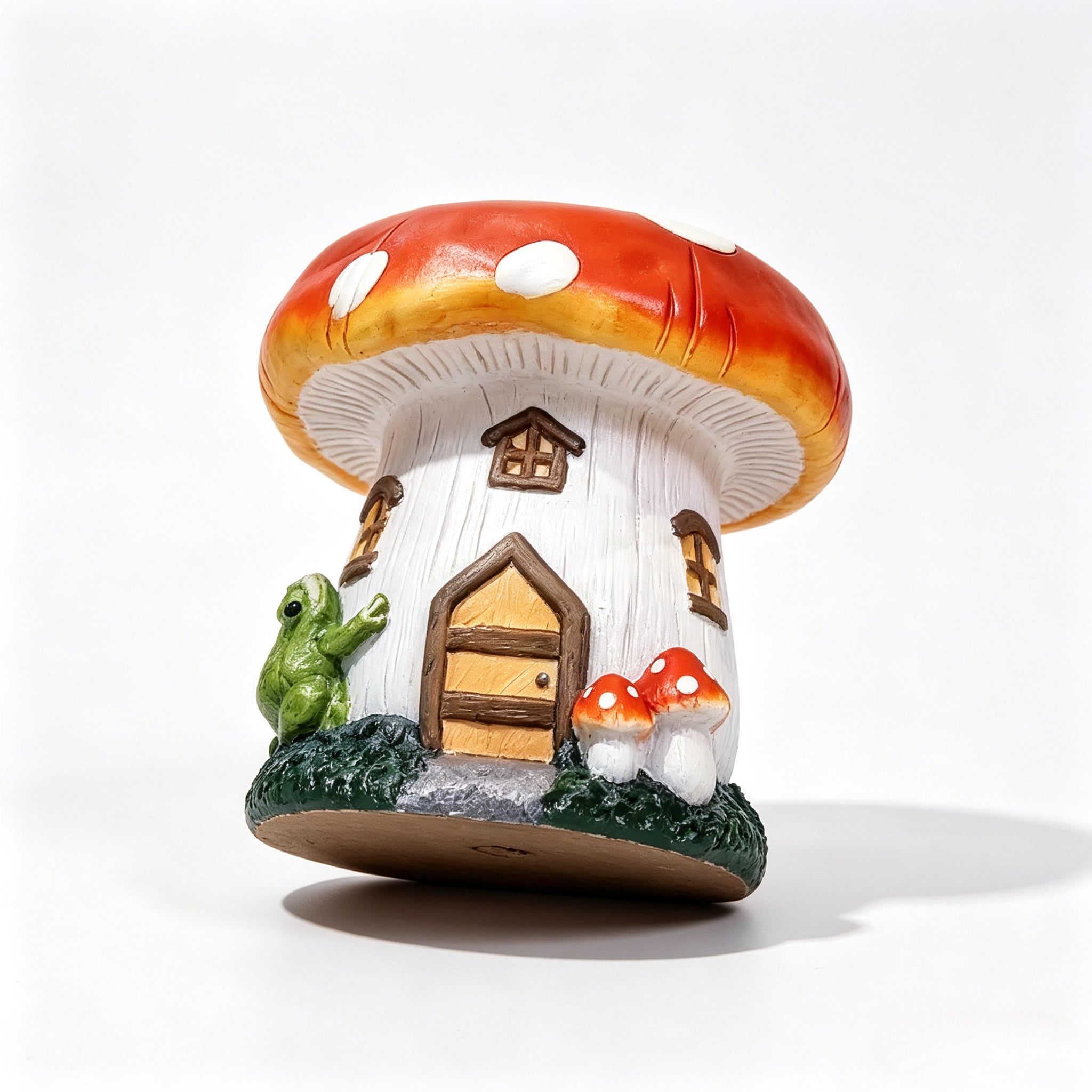 13.4" Mushroom House Garden Stool, Oversized Resin Sculpture & Fairy Forest Base – view 11