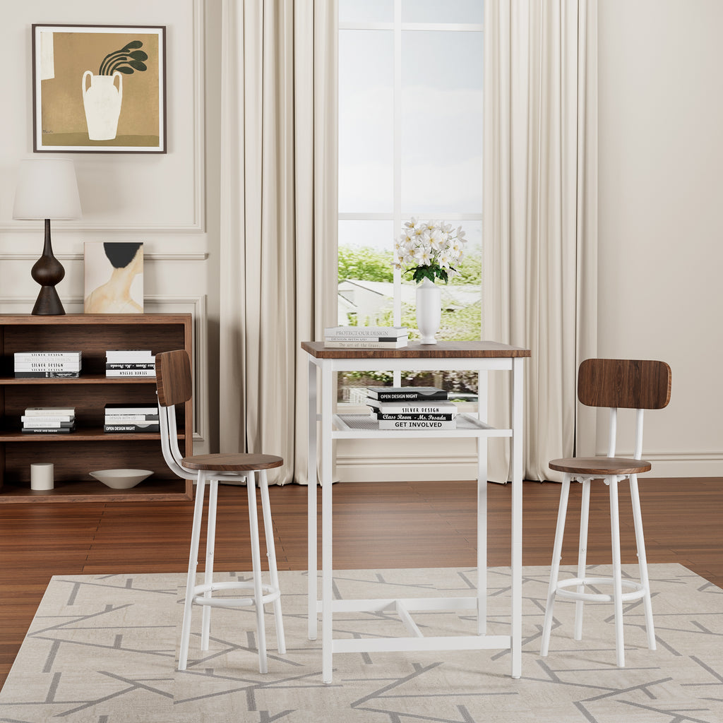 Bar table, equipped with 2 bar stools , with backrest and partition