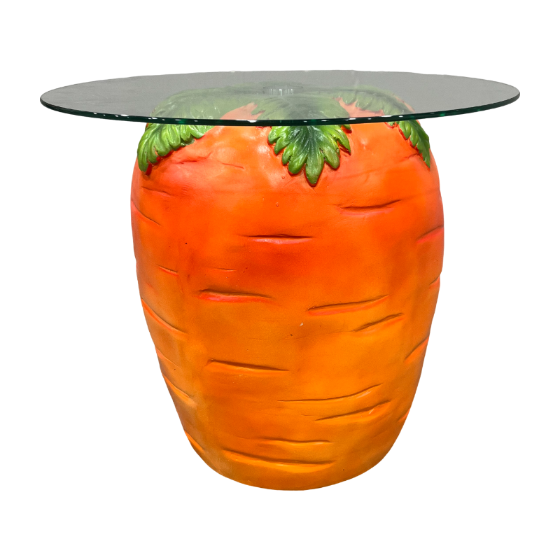 Carrot Shaped Side Table, 16'' Resin Fruit Stool with Glass Top – view 7
