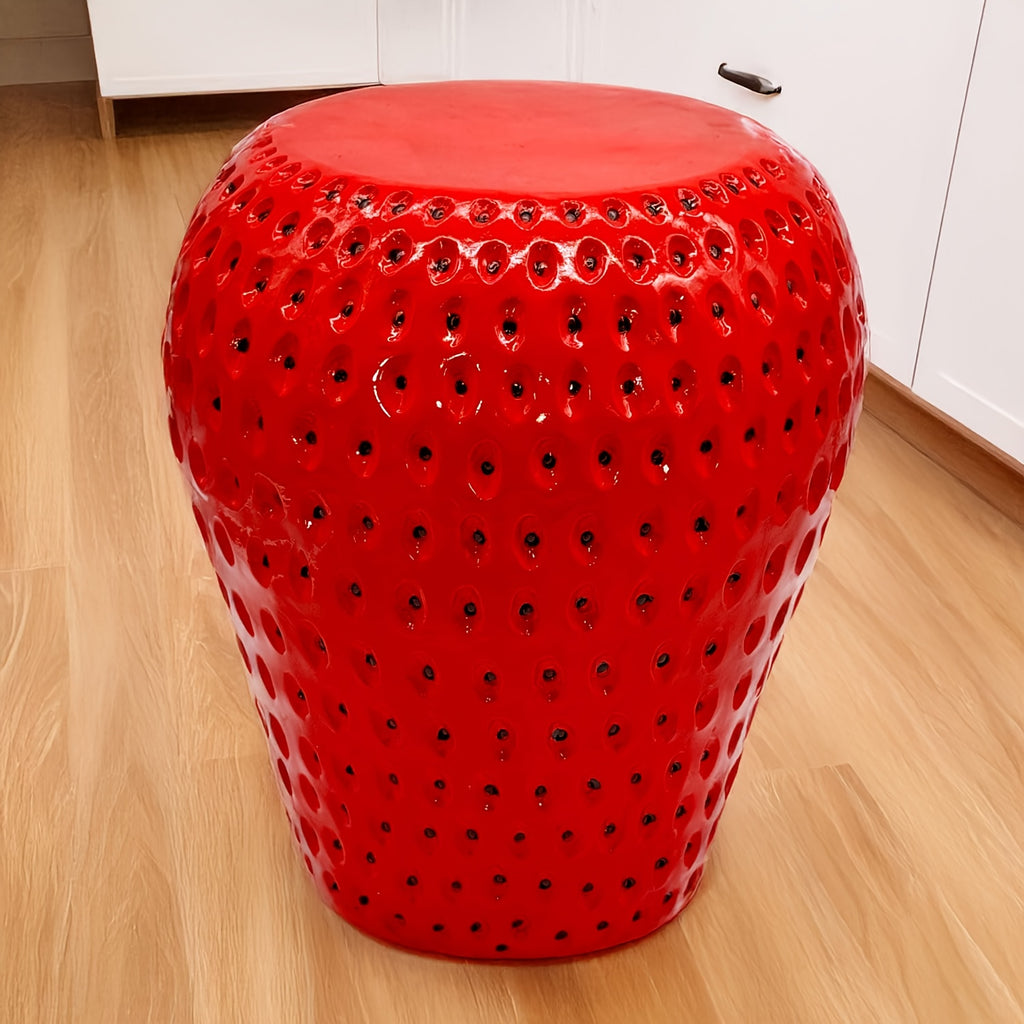 Strawberry Fruit Stool, 13.4" Oversized Resin Stool, Side Table