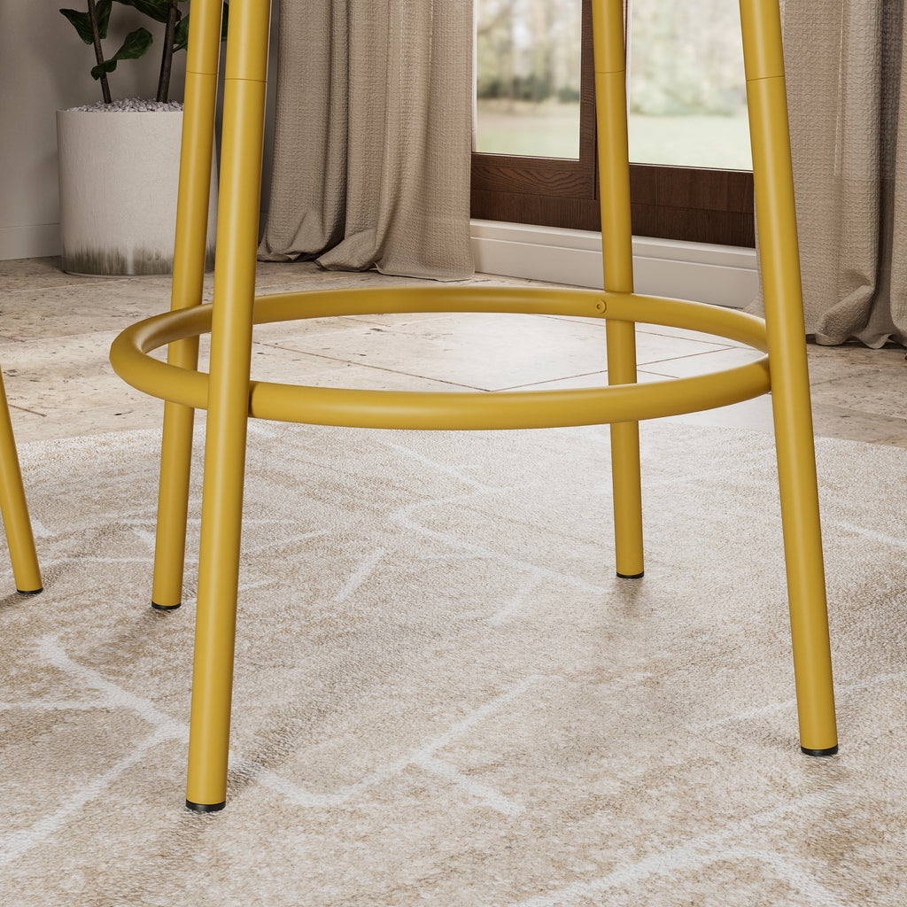 3 Pcs Dining Table and Chairs Set with 2 Stools Dining Table Set Faux Marble Tabletop for Home or Hotel Dining Room, Kitchen or Bar