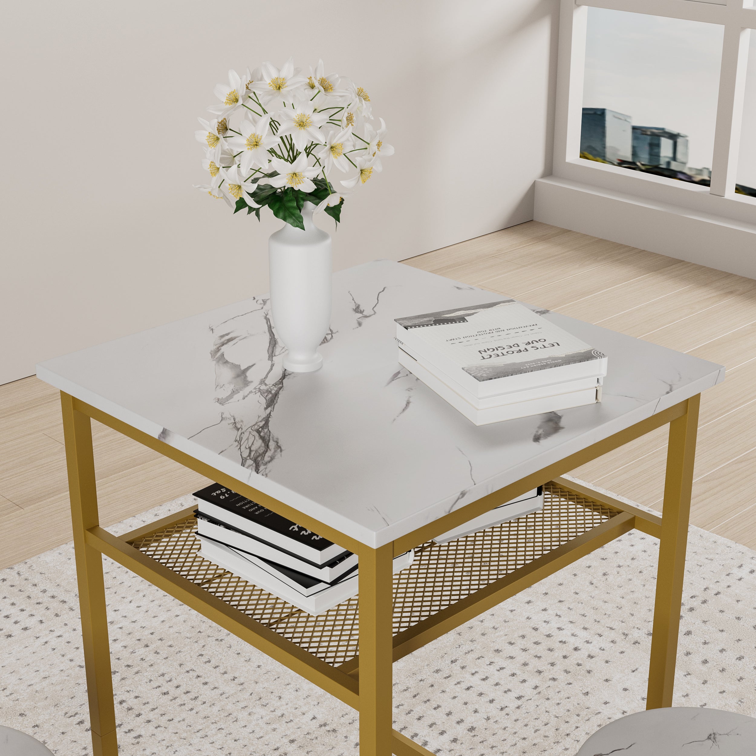 Bar table, equipped with 2 bar stools , with backrest and partition