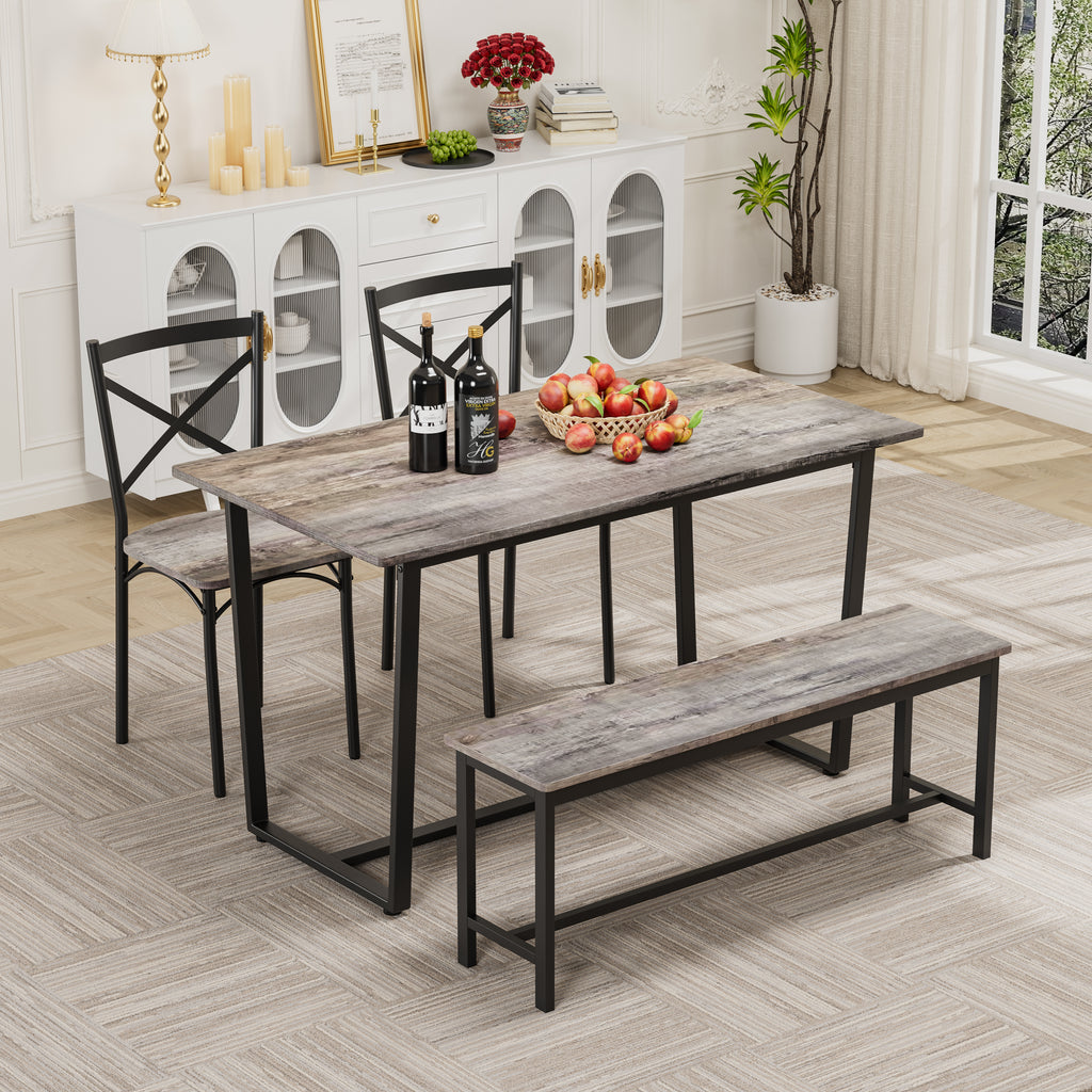 Four-piece set table and chair with backrest, industrial style, solid structure