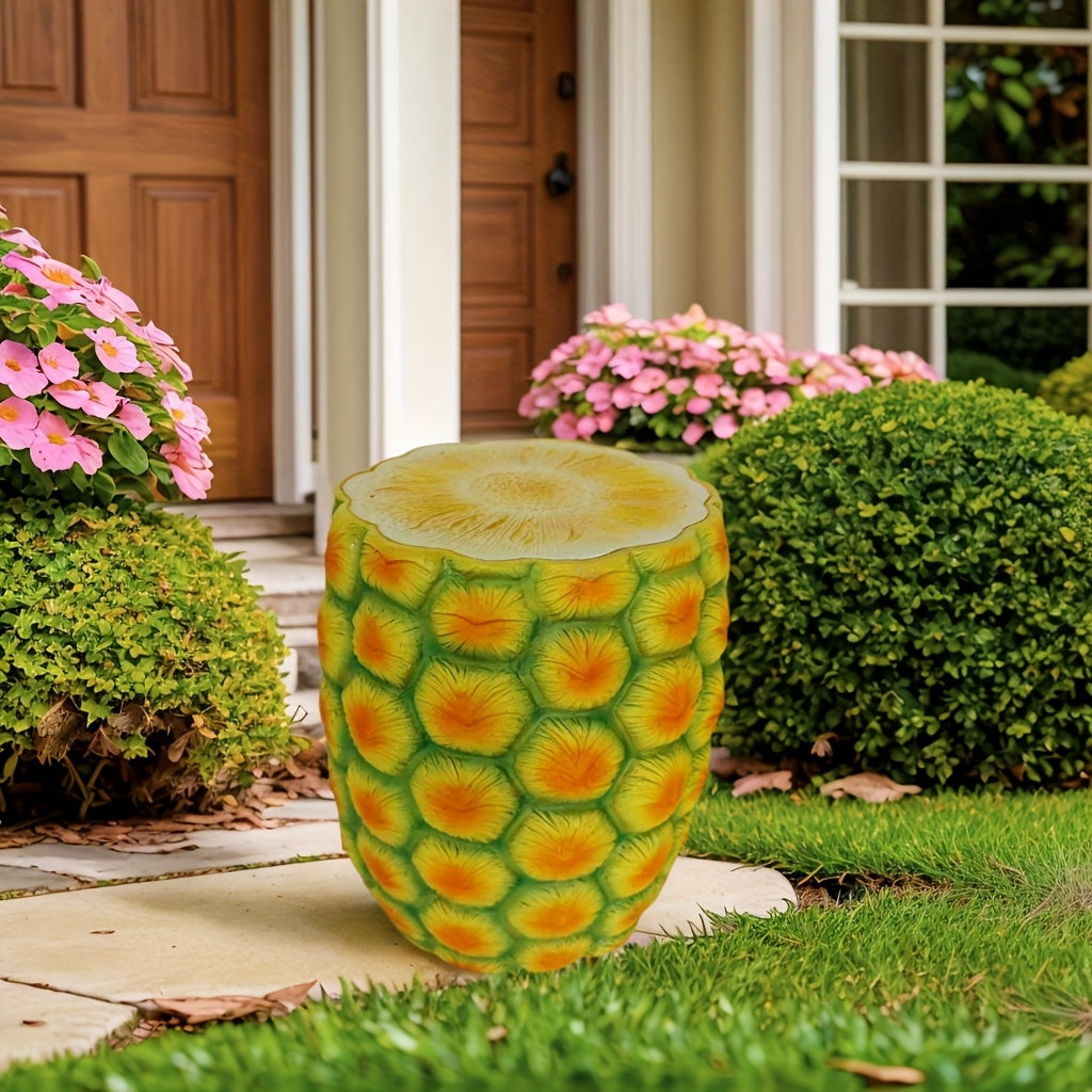 14" Oversized Pineapple Shaped Resin Stool, Side Table, Plant Stand