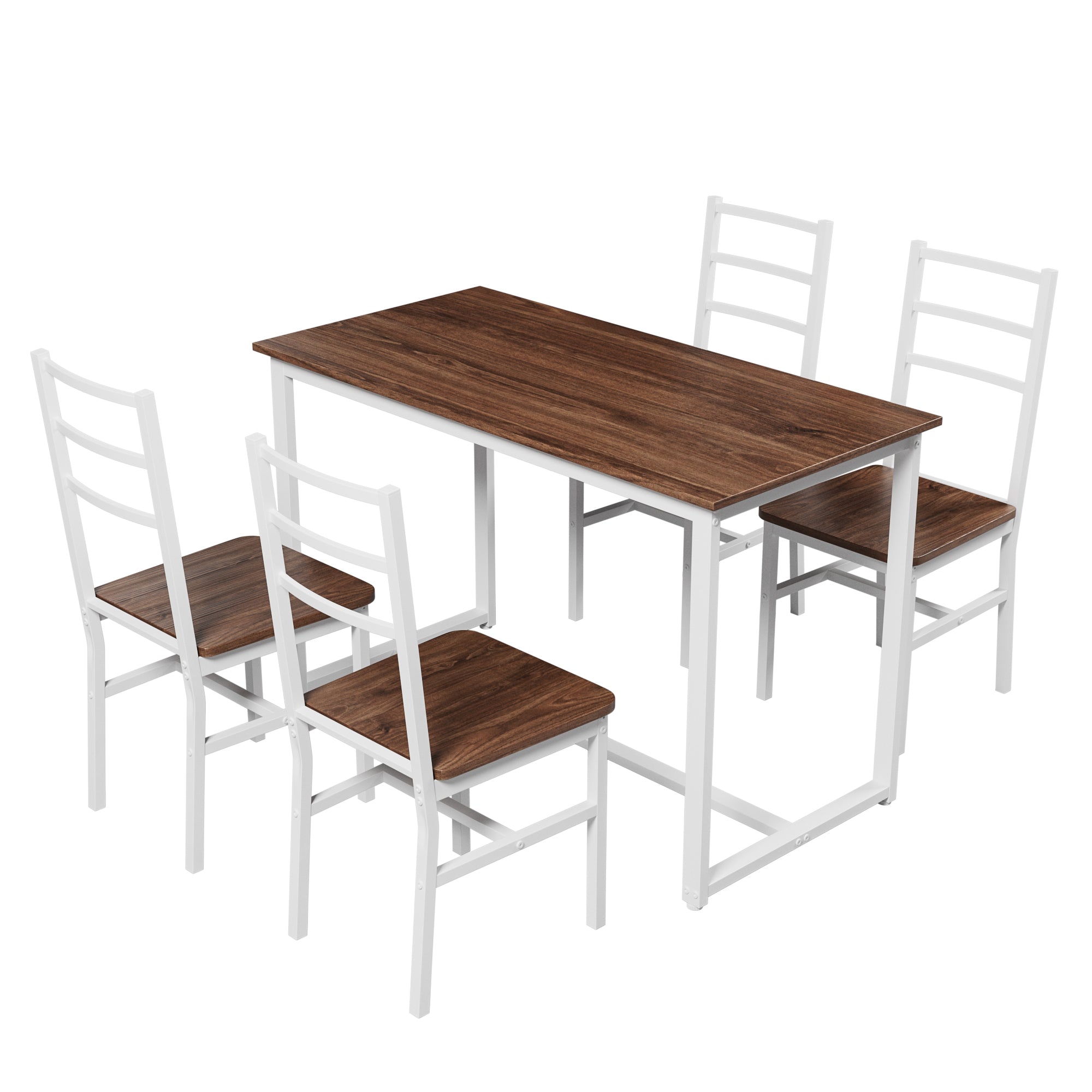 Dining Table Set for 4, 5 pieces Farmhouse Dinette Set with 4 chairs, Mid-Century Modern Dining Table and Chairs Set for Kitchen, Dining Room