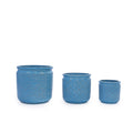 Handmade Ceramic Flower Pot Set of 3, 15/12/9 Inch Diameter, Blue with Geometric Pattern, for Orchids Indoor/Outdoor Use on Windowsill & Bookshelf, Breathable Clay