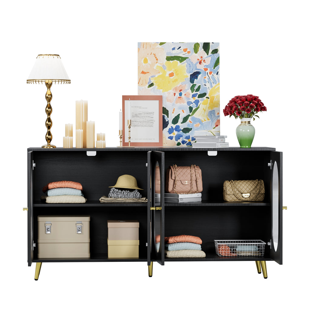 Modern Accent Sideboard Cabinet with Acrylic Doors, Freestanding Storage Cupboard Console Table for Kitchen Dining Living Room Hallway Office