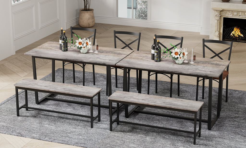 Four-piece set table and chair with backrest, industrial style, solid structure