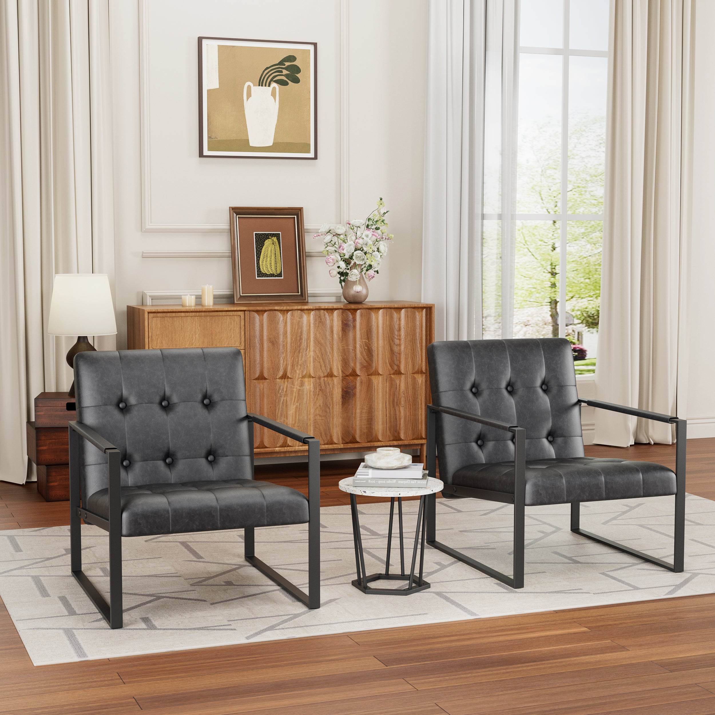 Modern Linen Upholstered Accent Chair