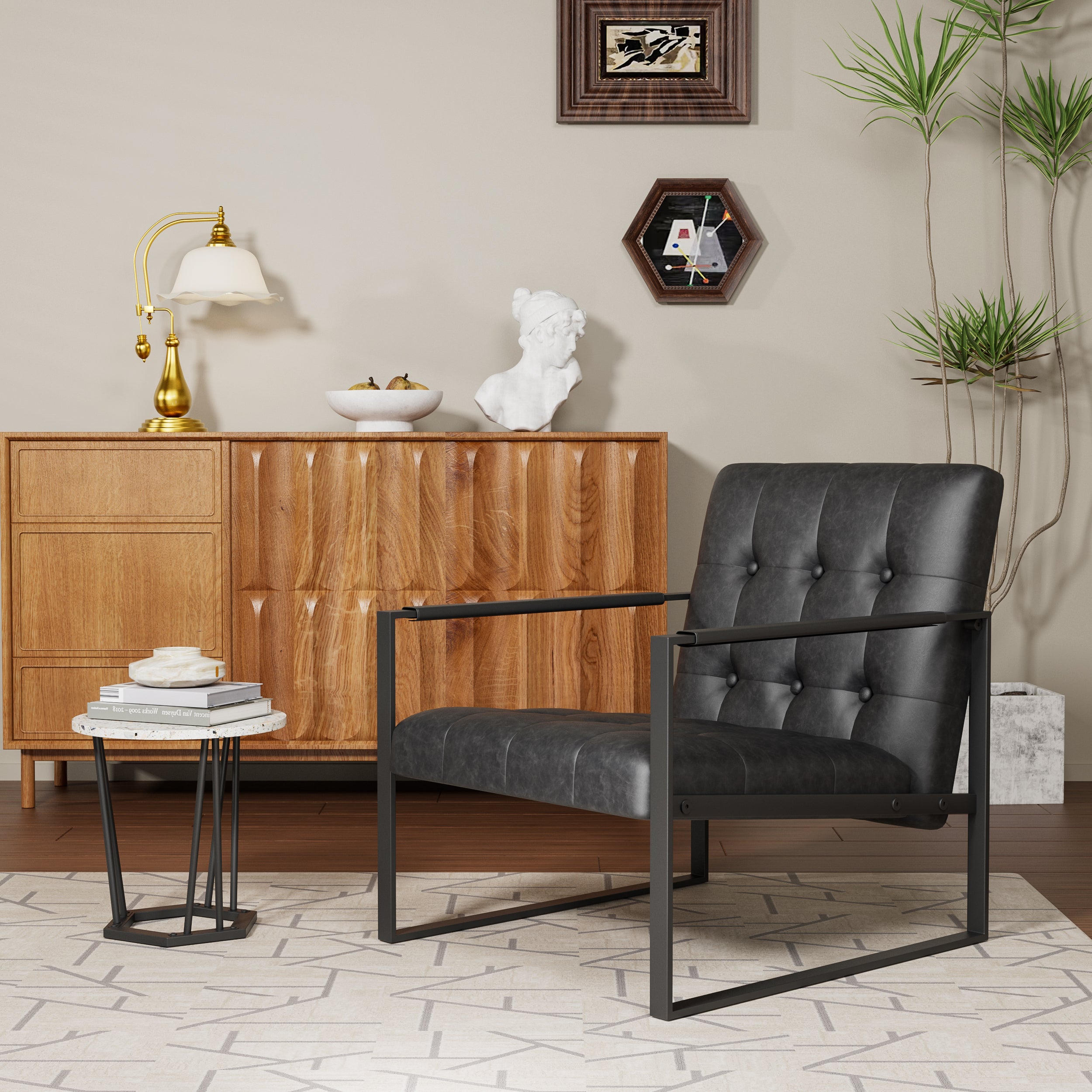 Modern Linen Upholstered Accent Chair