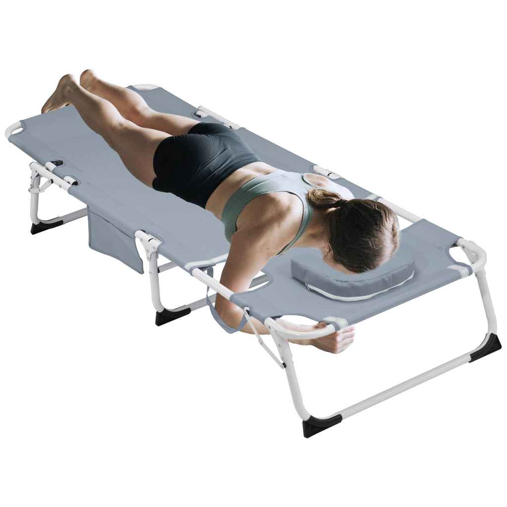 3-in-1 Heavy Duty Tanning Chair with Face Hole Adjustable 5-Position Folding Chaise