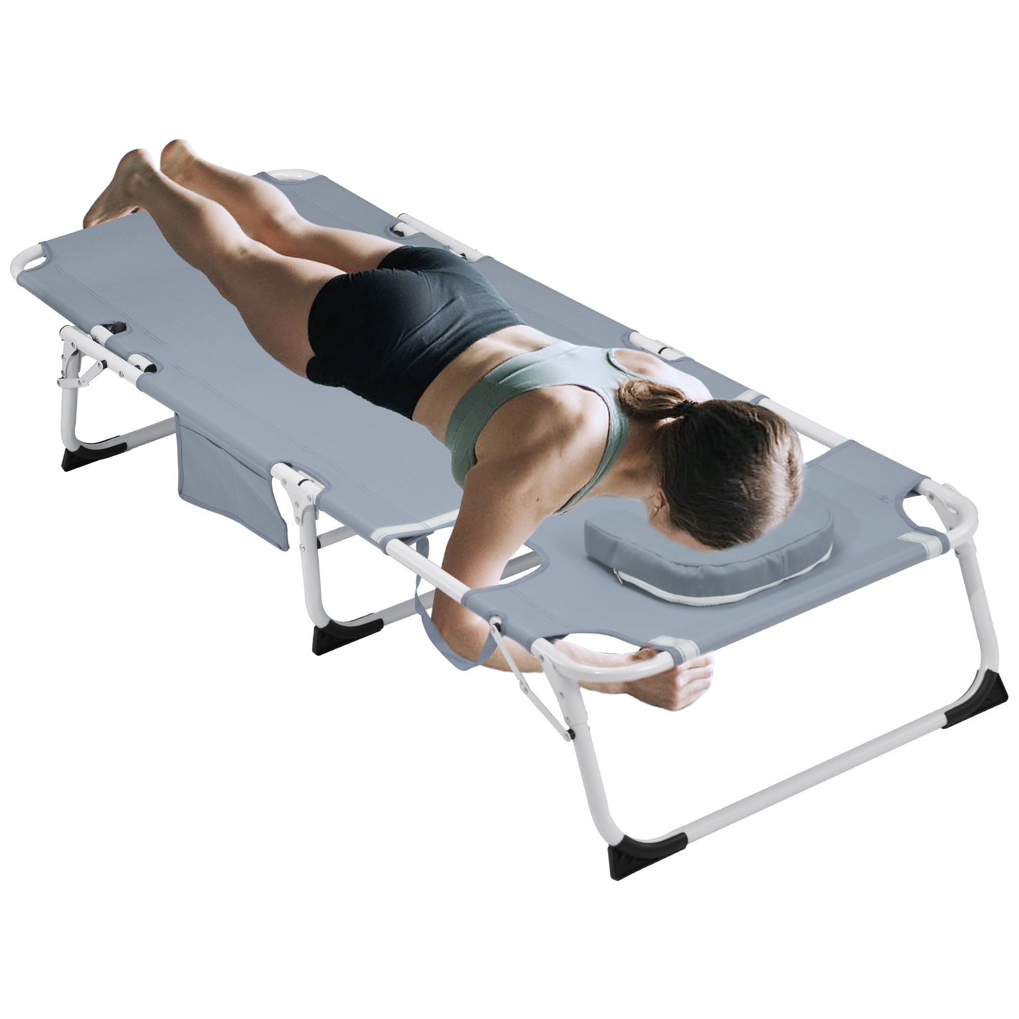 3-in-1 Heavy Duty Tanning Chair with Face Hole Adjustable 5-Position Folding Chaise