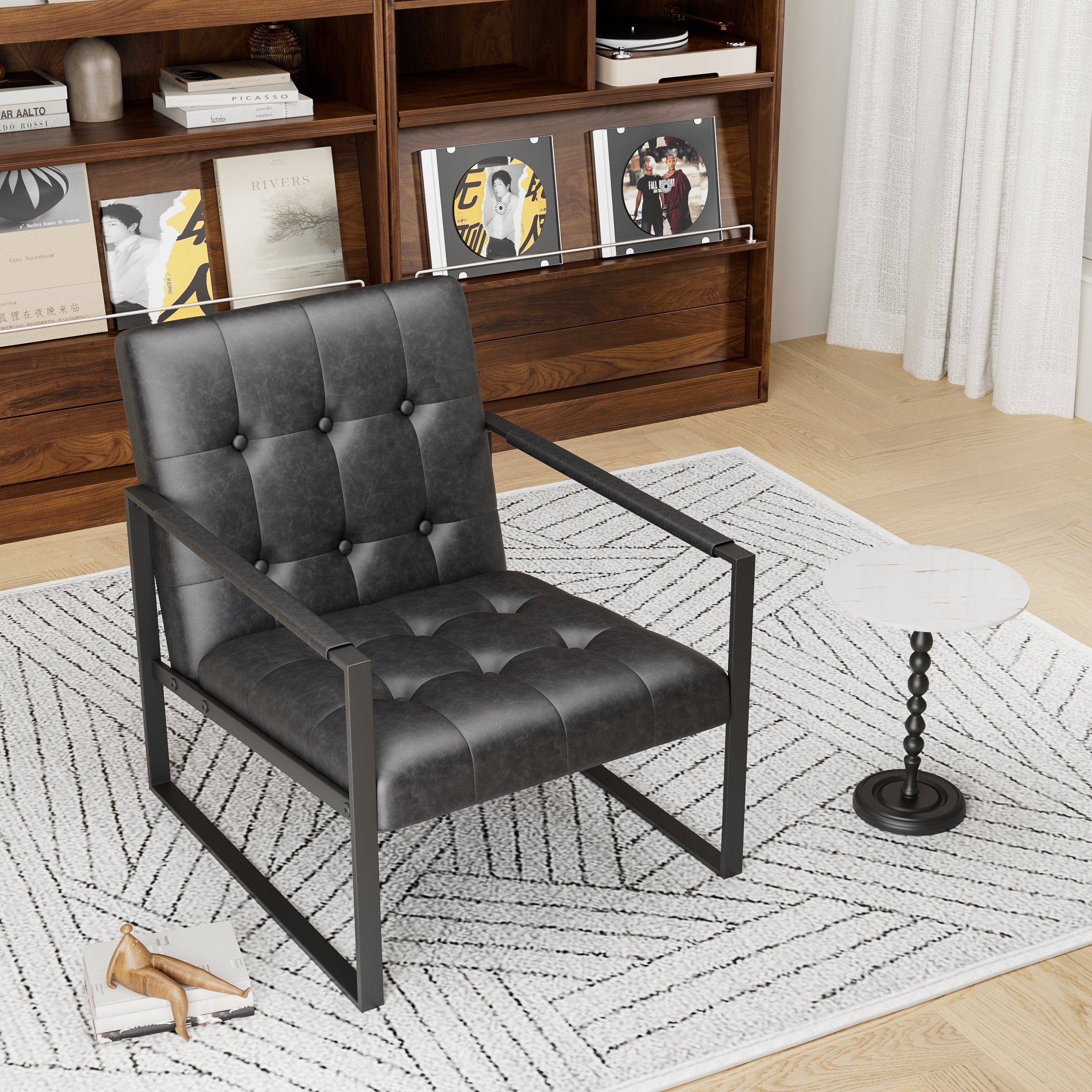 Modern Linen Upholstered Accent Chair