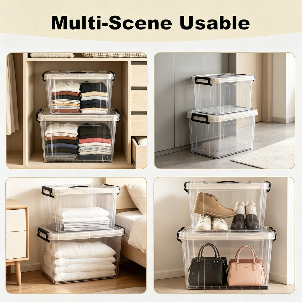 360 QT Clear Storage Bins with Lids, 4 Pack 90 QT-Stackable Plastic Organizer for Home – view 6