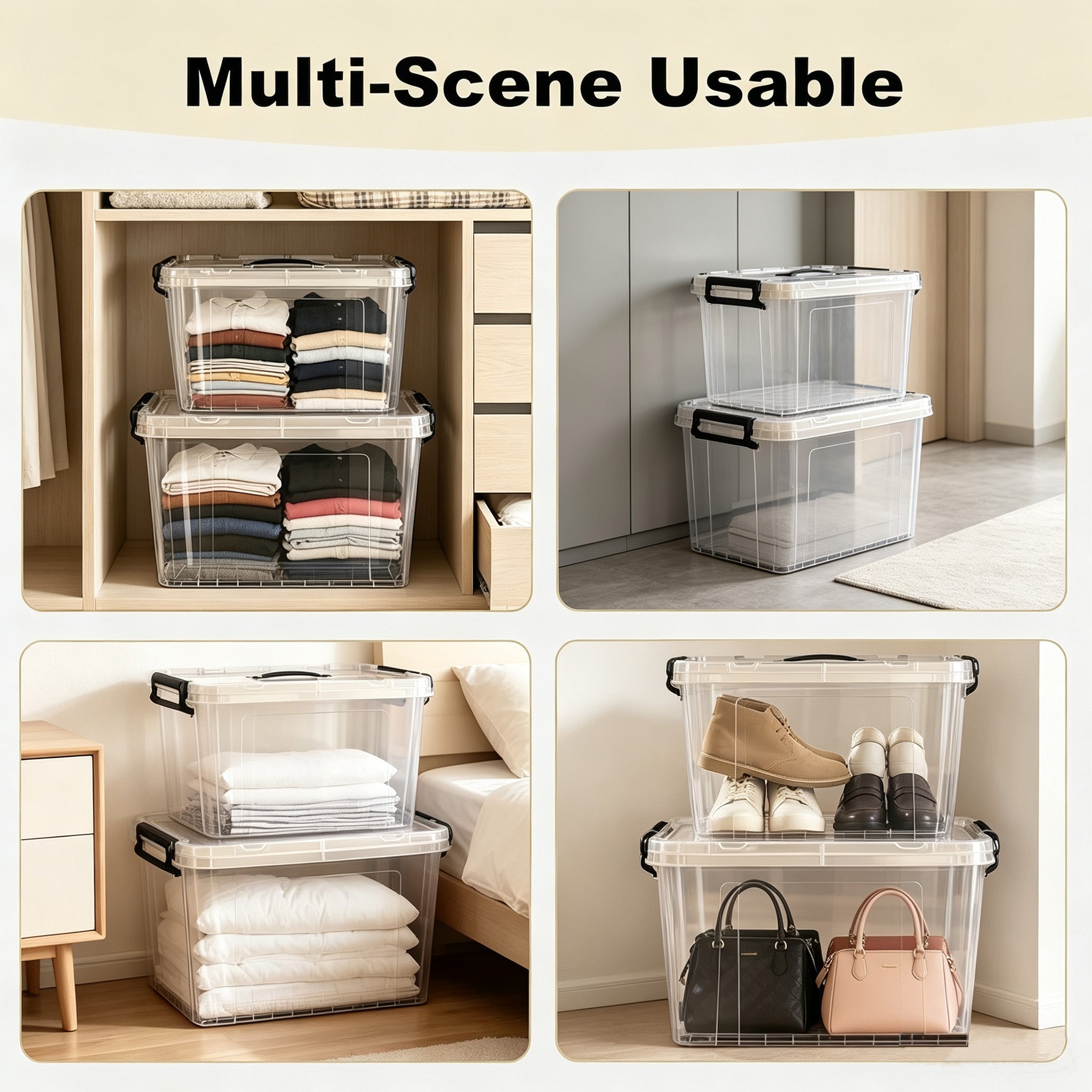 360 QT Clear Storage Bins with Lids, 4 Pack 90 QT-Stackable Plastic Organizer for Home – view 6