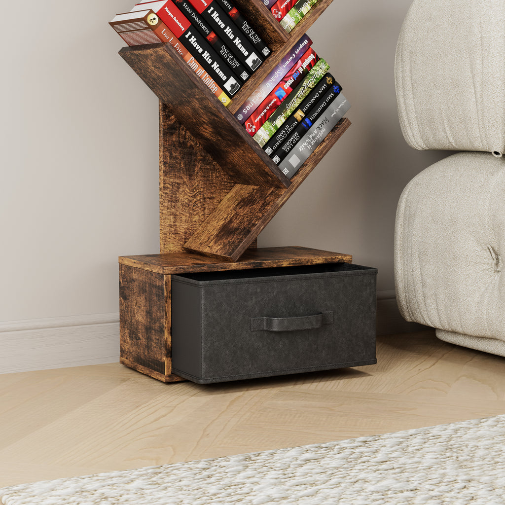 9-Tier Tree Bookshelf with Drawer