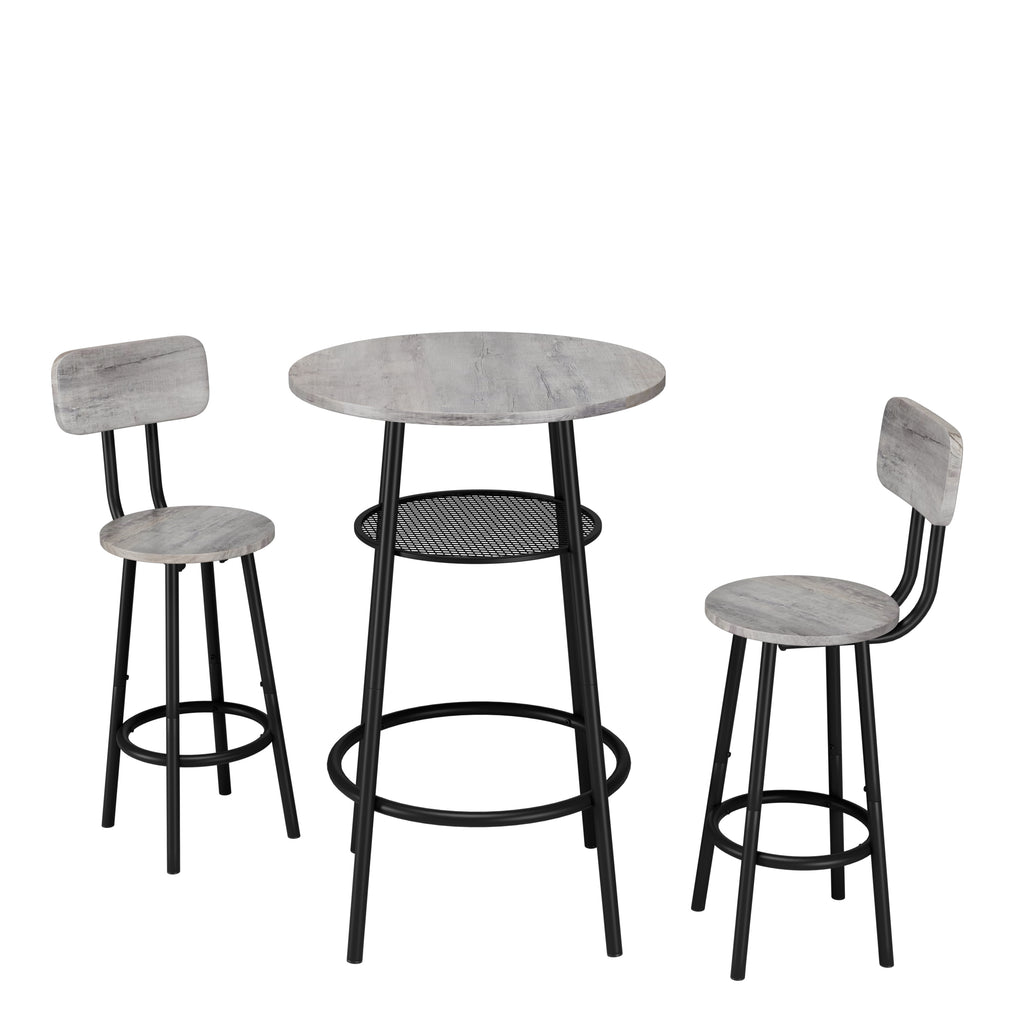 3 Pieces Round Bar Table Set, with backrest and partition,Small Dining Table for 2, Breakfast Table 2 Stools for Kitchen, Dining Room