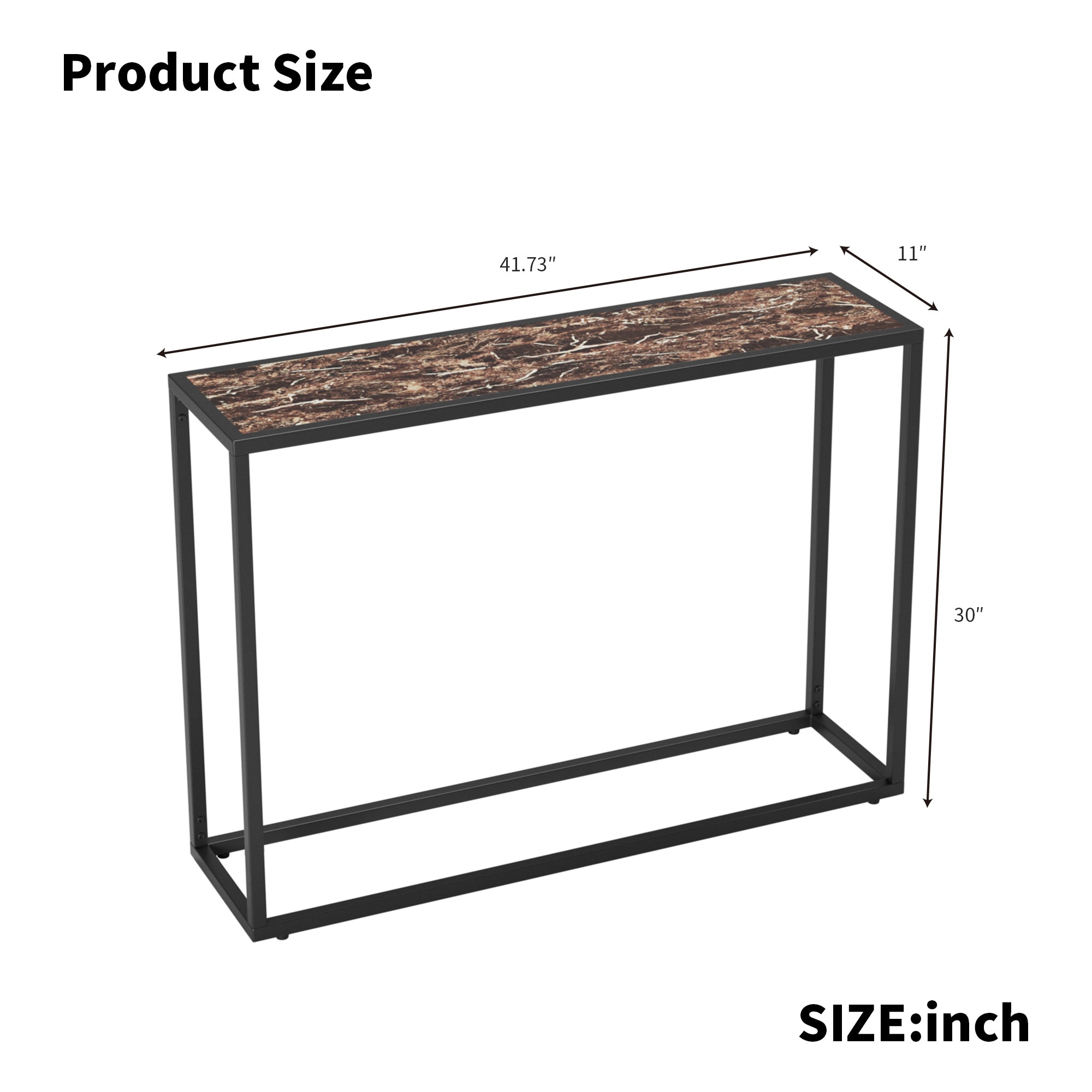 Narrow console table, high-end edge wrapped foyer table, entrance, industrial corridor table, living room, foyer, rural brown and black