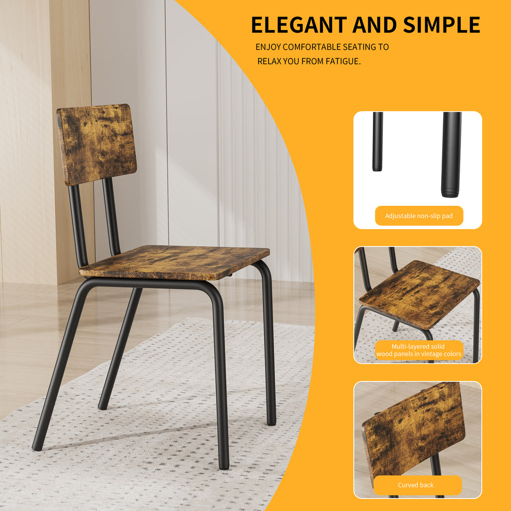 5-Piece Dining Table Set with 4 Chairs, 43" Kitchen Table & Chairs Set for 4, Dining Room Table with Metal Frame & MDF Board, Perfect for Small Space, Easy Clean