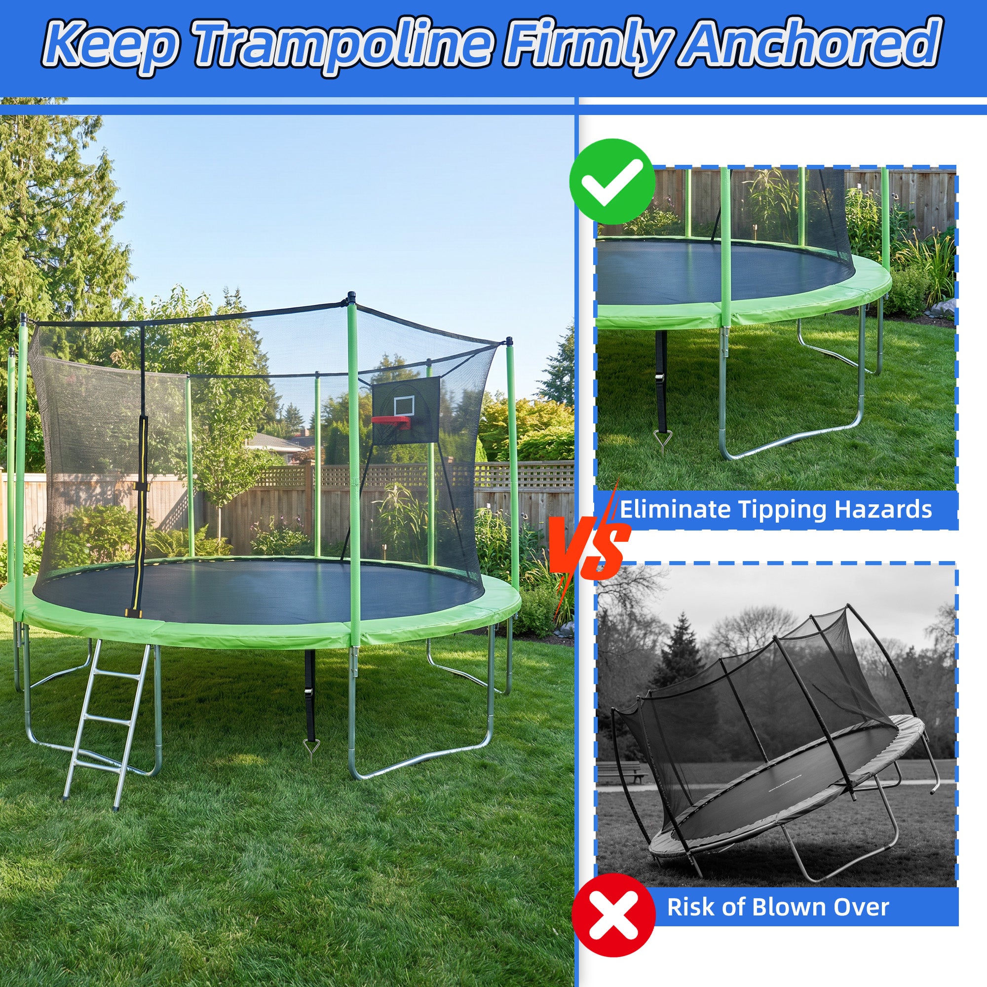 4-Pack Windproof Trampoline Stakes Anchor Kit-Steel Corkscrew Anchor – view 3