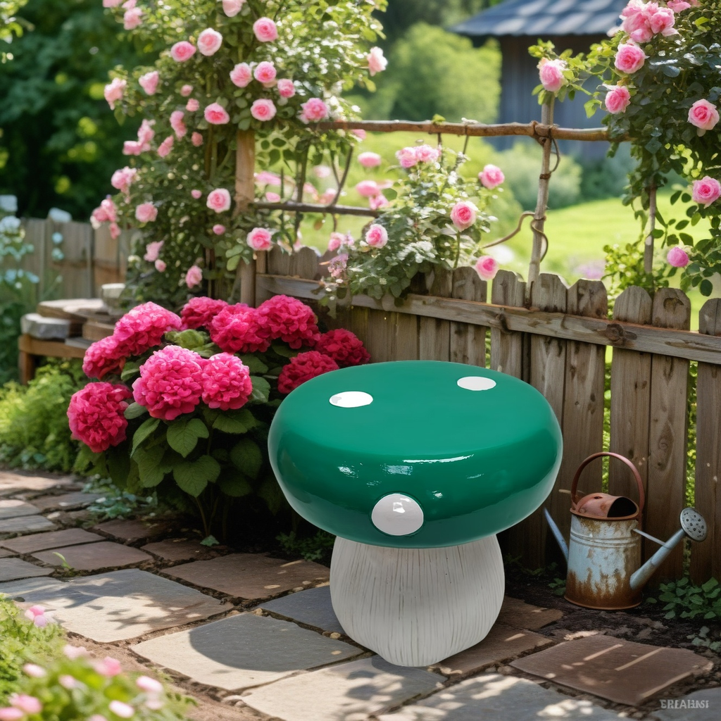 Mushroom Model Statue Stool, Outdoor Garden Resin Stool – view 2