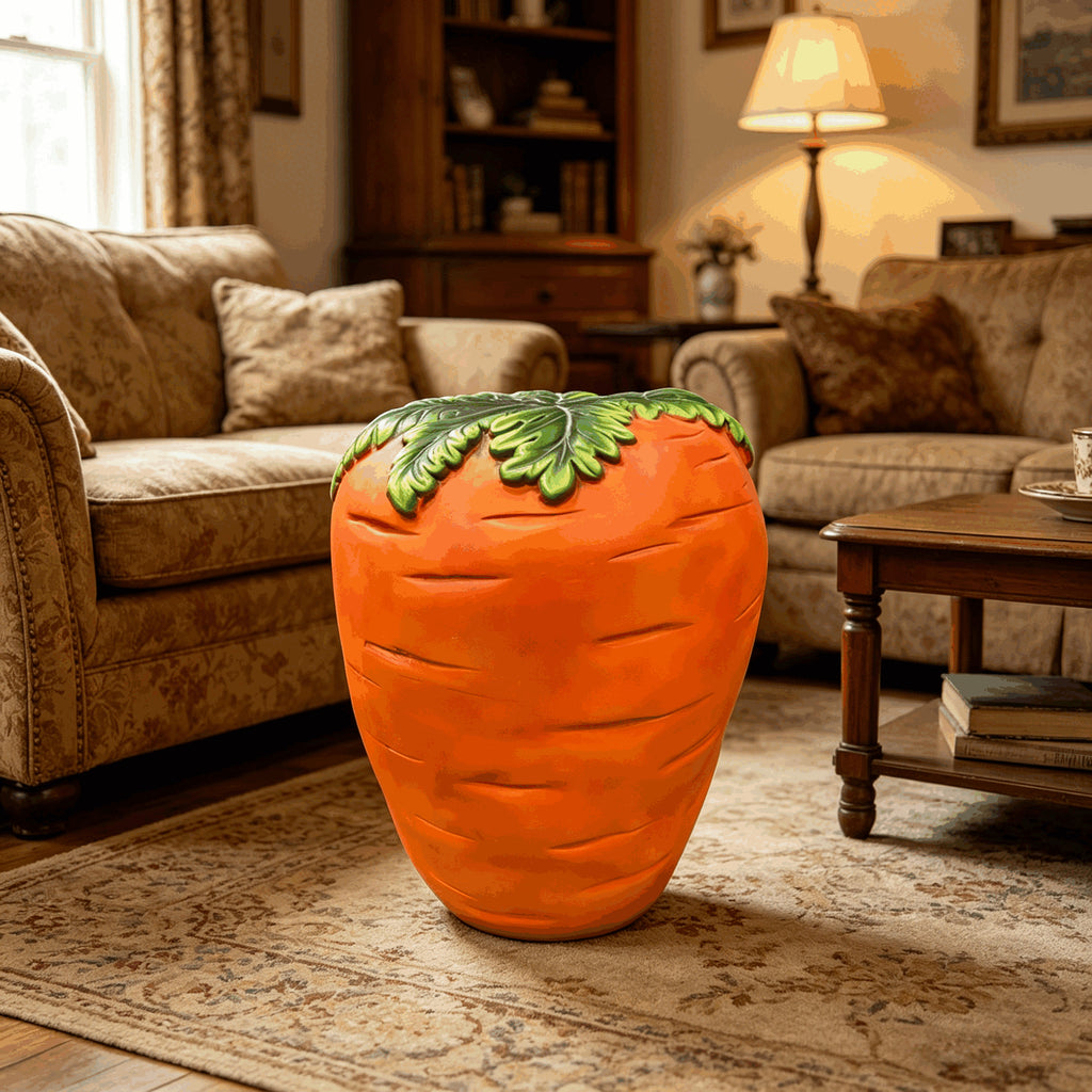 16" Oversized Carrot Shaped Resin Stool, Side Table, Plant Stand – view 4