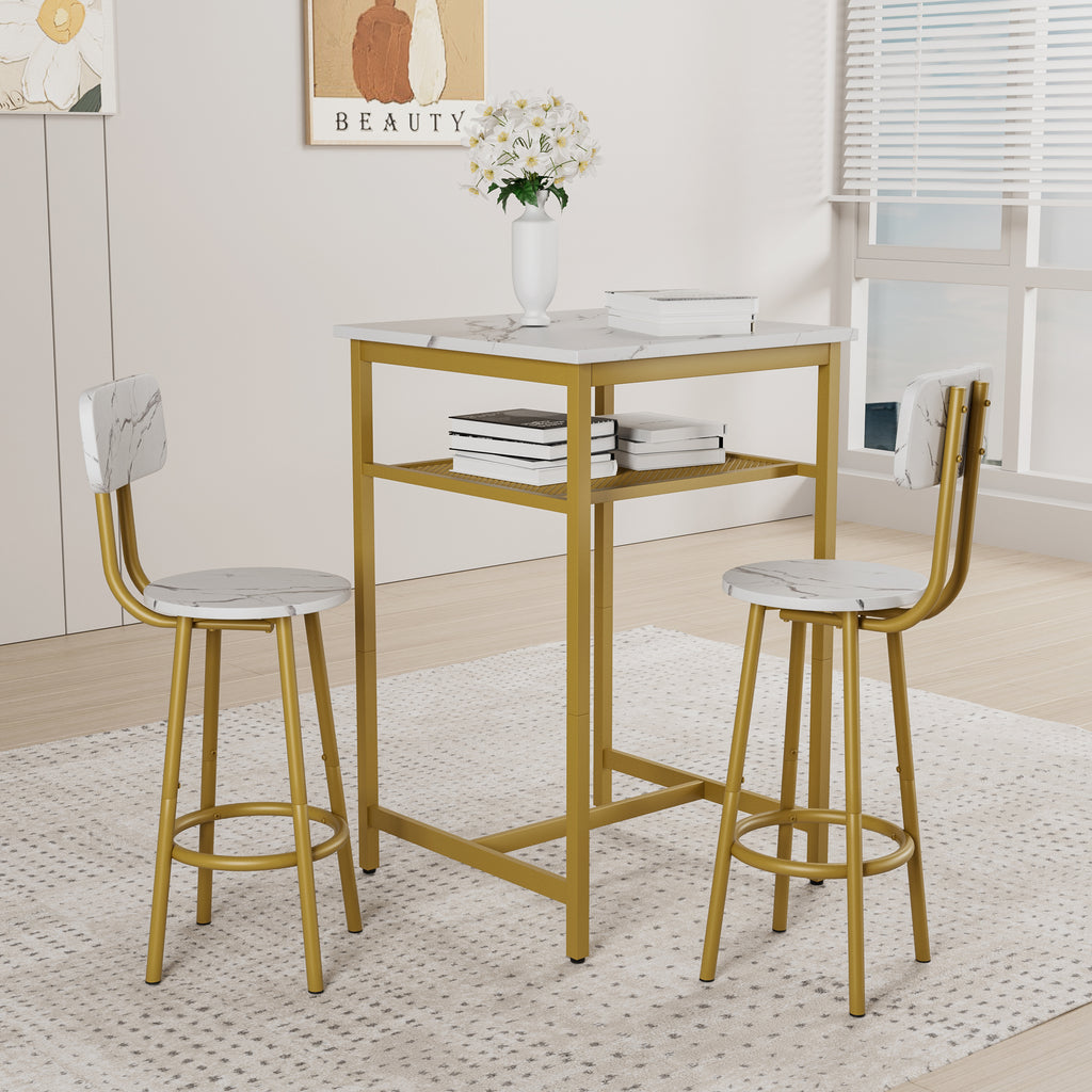 Bar table, equipped with 2 bar stools , with backrest and partition