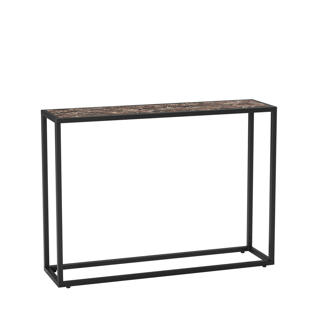 Narrow console table, high-end edge wrapped foyer table, entrance, industrial corridor table, living room, foyer, rural brown and black
