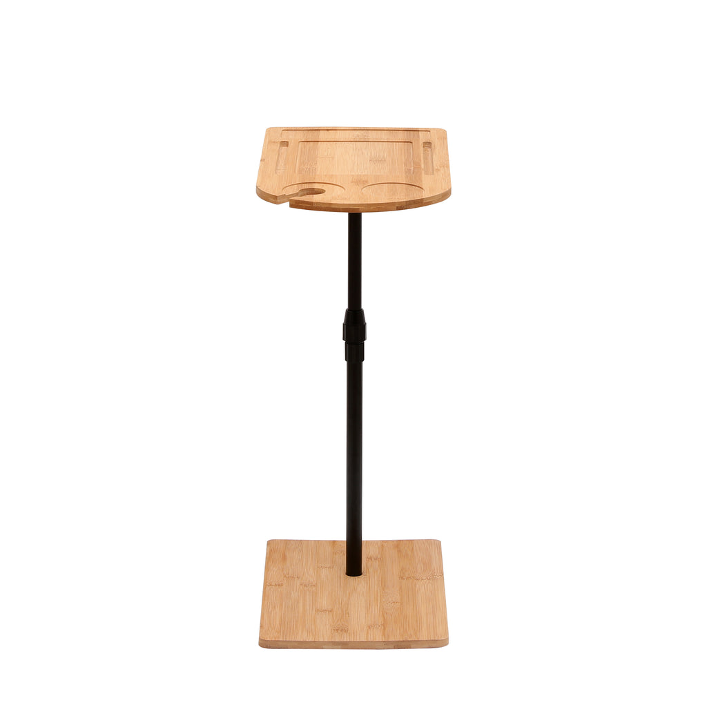Couch Tray Table Bamboo Height Adjustable Side Table for Sofa C-shaped Oval End Tables – view 9